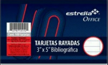 Tarjetas 3x5 Blanco Bibliografica 100 H Estrella  0043